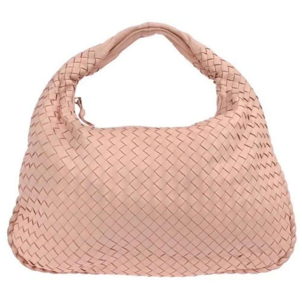 Bottega Veneta Light Pink Lambskin Intrecciato Hobo Handbag 115653 145797